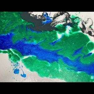 “Earth from above” acrylic pour painting on canvas